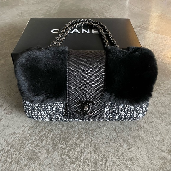 Authentic Chanel Fantasy Tweed and Fur Flap Bag - Picture 2 of 15
